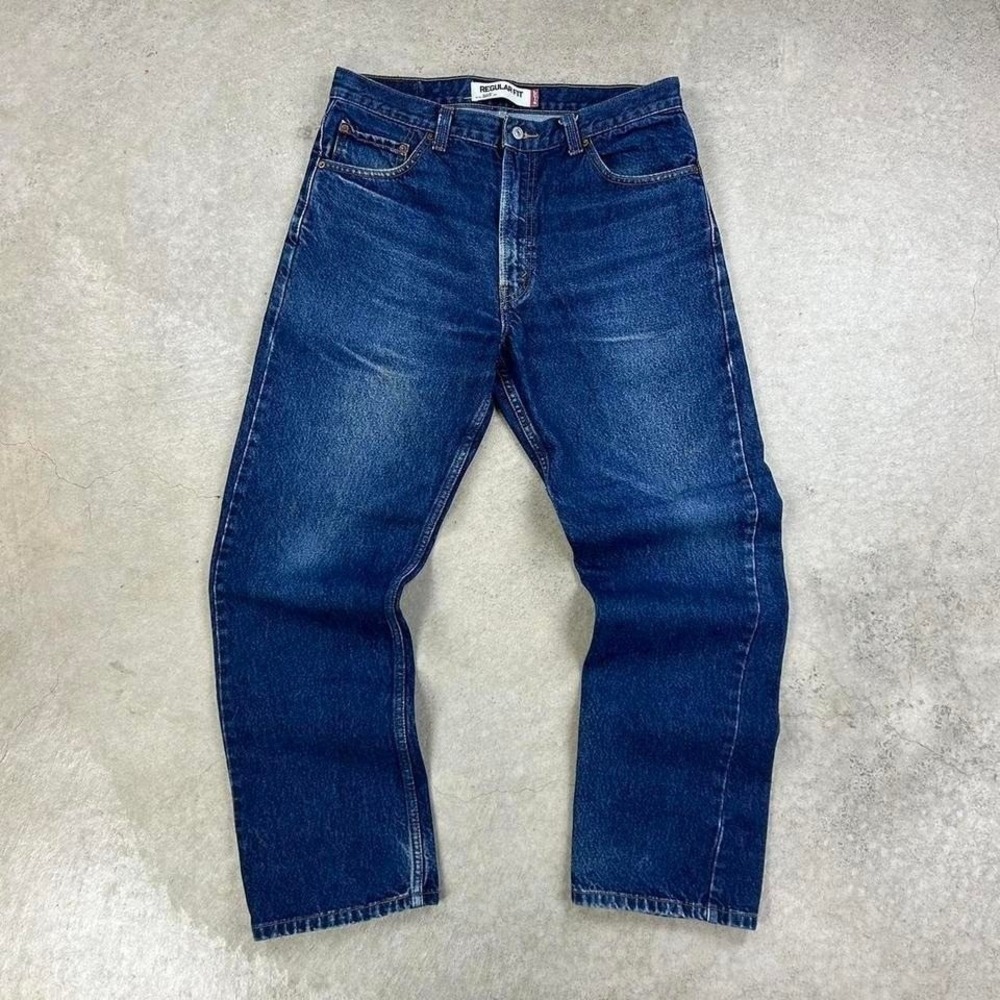 Vintage Levis 505 Jeans Size 36x32 Blue Dark Wash Denim Regular Straight Leg Fit